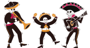 Men Dancing for Día de los Muertos fiesta